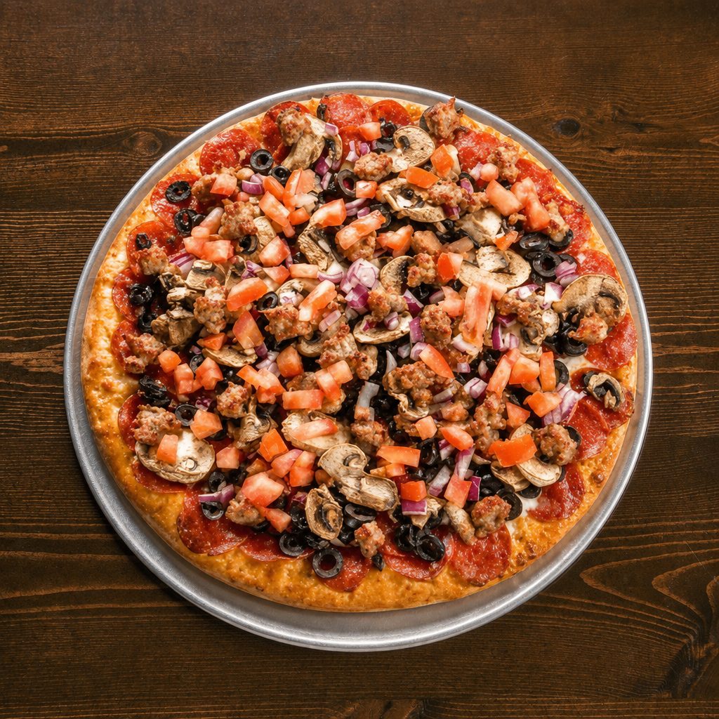Garlic combination pizza.